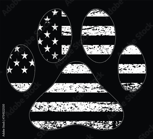 Dog Paw With American Flag Patriotic Gifts Design