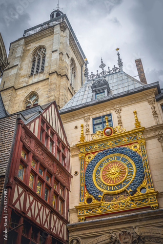 The Gros-Horloge, or Great Clock, is the monument that represents the symbol of the city of Rouen in Normandy - France.