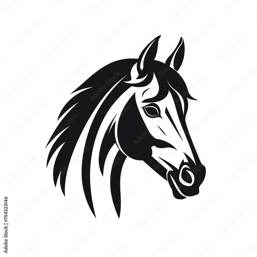 horse black icon on a white background in minimalism сreated with Generative Ai horse black icon on a white background in minimalism сreated with Generative Ai