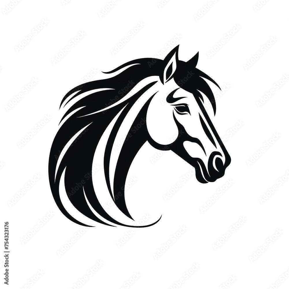 Fototapeta premium horse black icon on a white background in minimalism сreated with Generative Ai