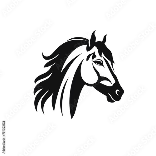 horse black icon on a white background in minimalism сreated with Generative Ai © Andrii Yablonskyi
