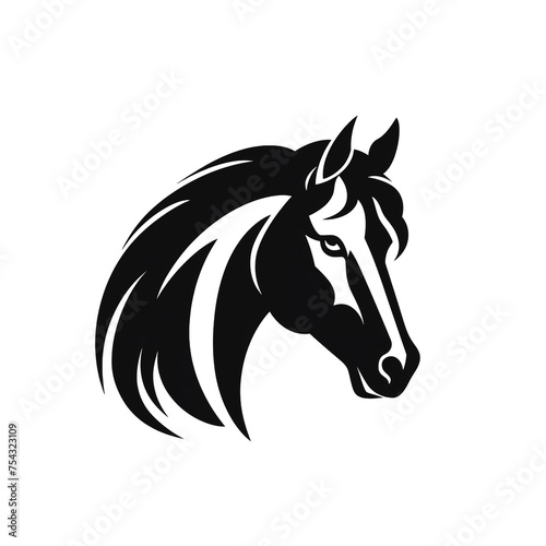 horse black icon on a white background in minimalism   reated with Generative Ai