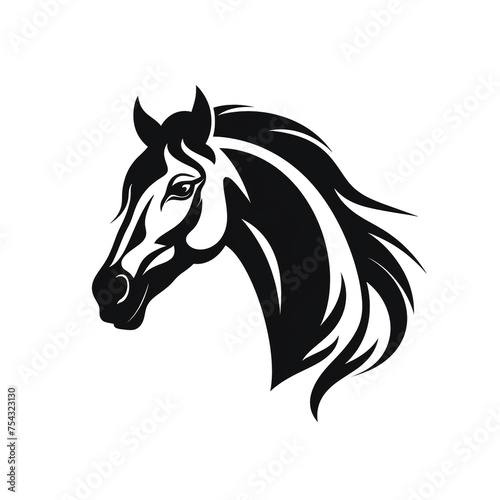 horse black icon on a white background in minimalism   reated with Generative Ai