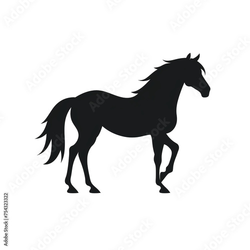 horse black icon on a white background in minimalism   reated with Generative Ai