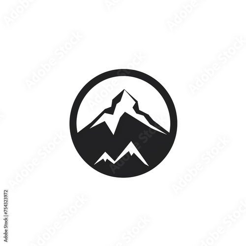 Free Download mountain black icon on a white background in minimalism сreated with Generative Ai - GFXLoad