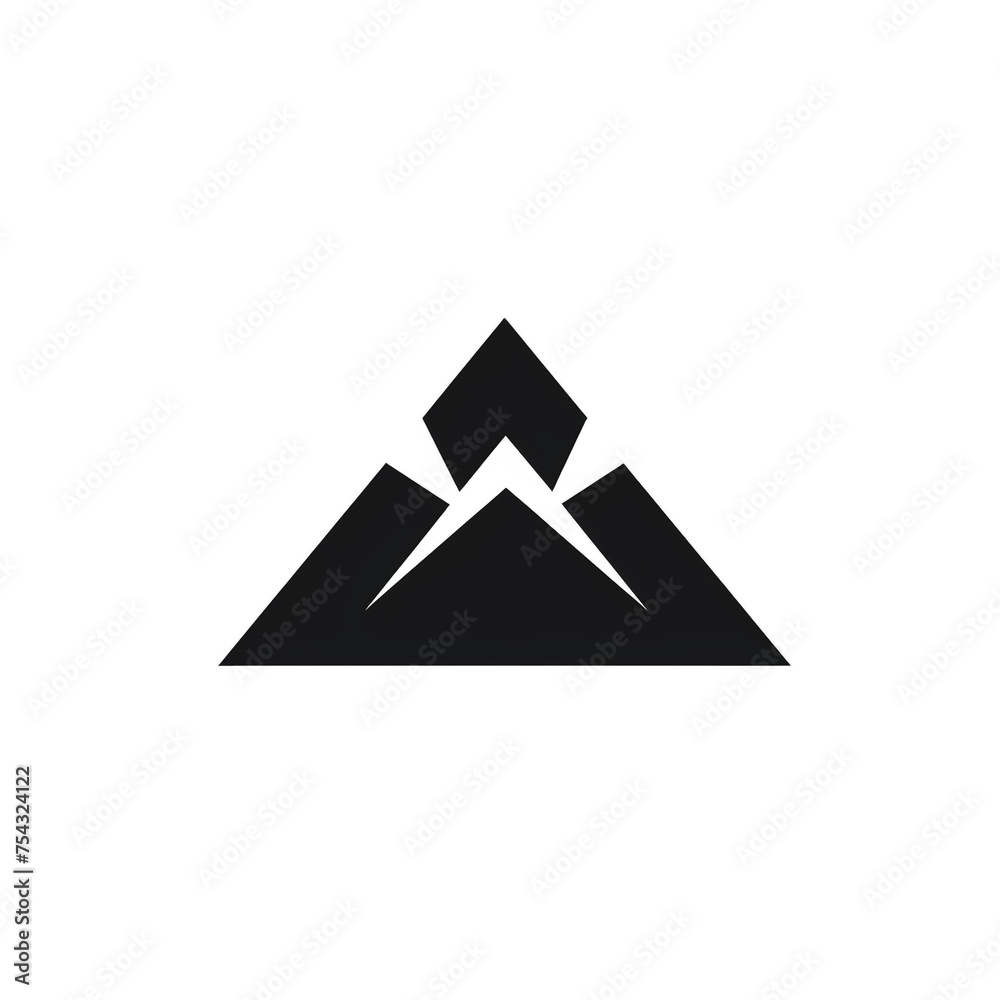 mountain black icon on a white background in minimalism сreated with Generative Ai mountain black icon on a white background in minimalism сreated with Generative Ai