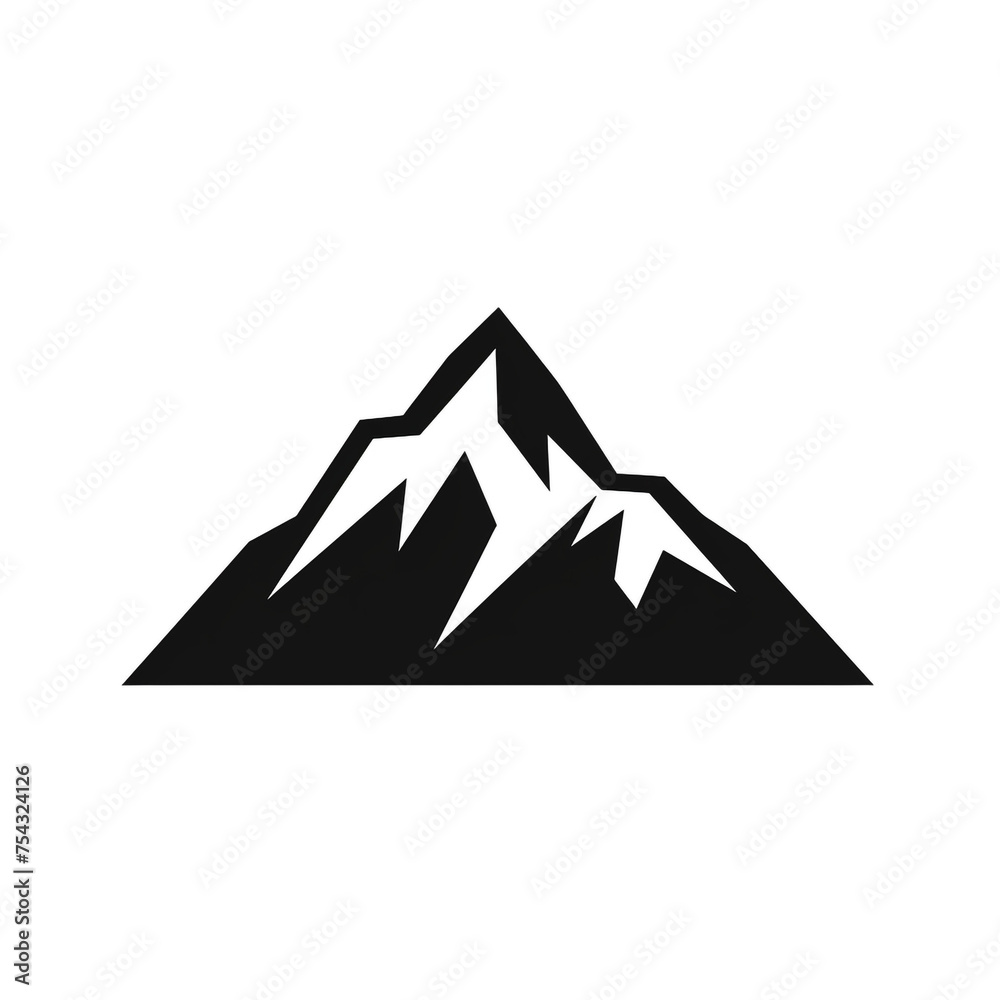 mountain black icon on a white background in minimalism сreated with Generative Ai mountain black icon on a white background in minimalism сreated with Generative Ai