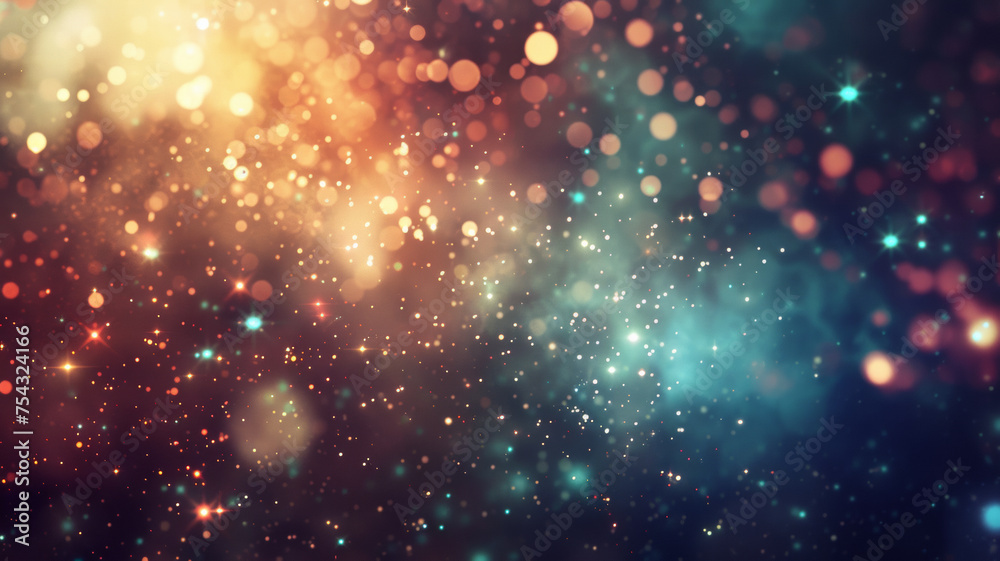 Abstract bokeh lights with a festive, colorful sparkle suggesting celebration.