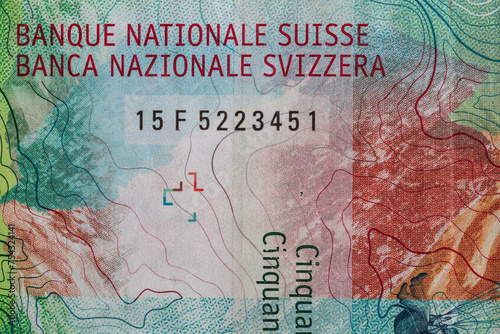 Closeup of 50 Swiss franc banknote photo