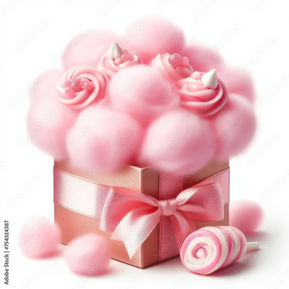 Delicious pink cotton candy isolated on a white background Delicious pink cotton candy isolated on a white background