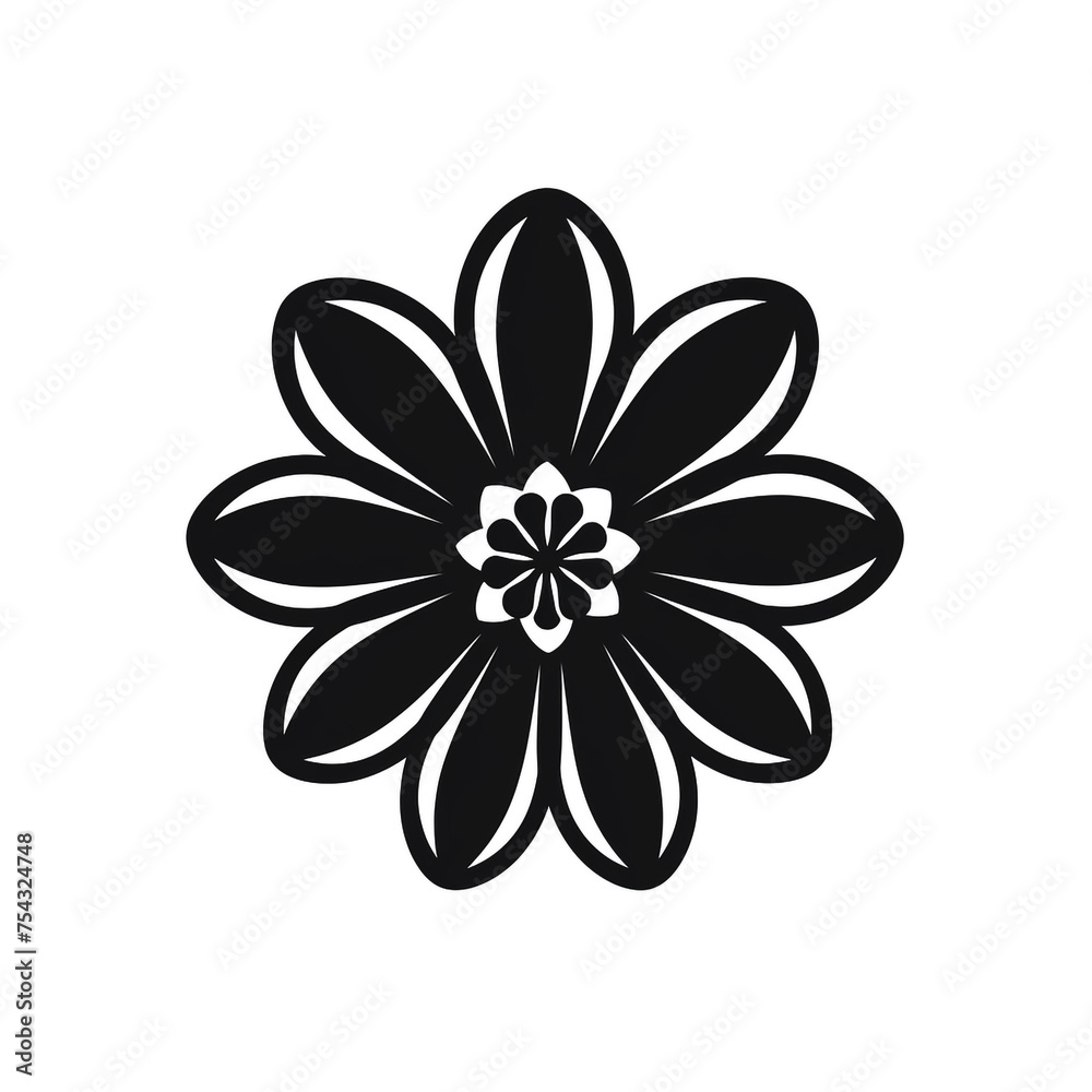 flower black icon on a white background in minimalism сreated with Generative Ai flower black icon on a white background in minimalism сreated with Generative Ai