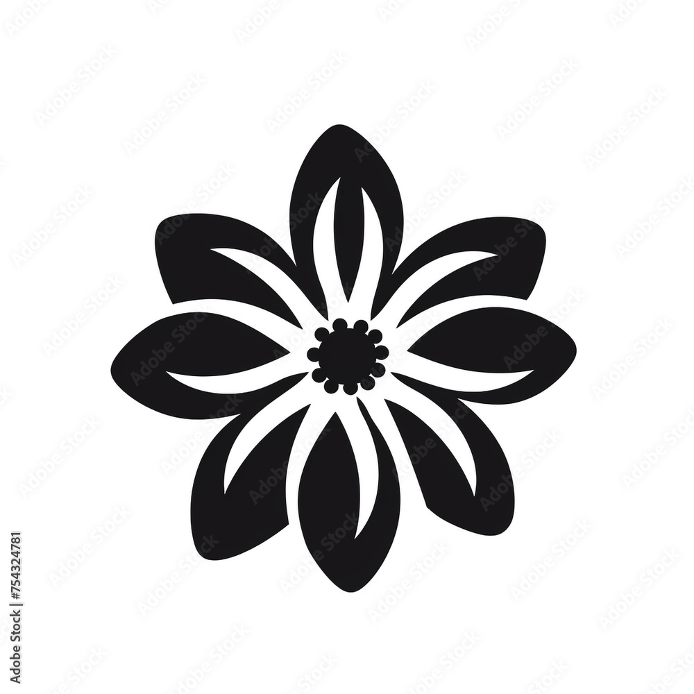 flower black icon on a white background in minimalism сreated with Generative Ai flower black icon on a white background in minimalism сreated with Generative Ai