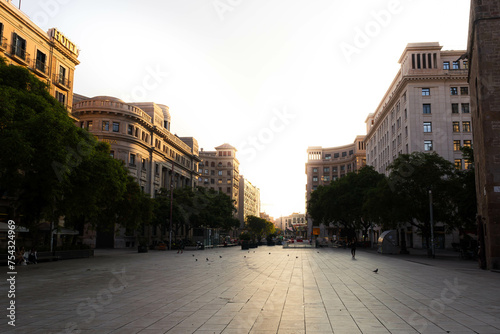 Tourist square in the gothic quarter of barcelona