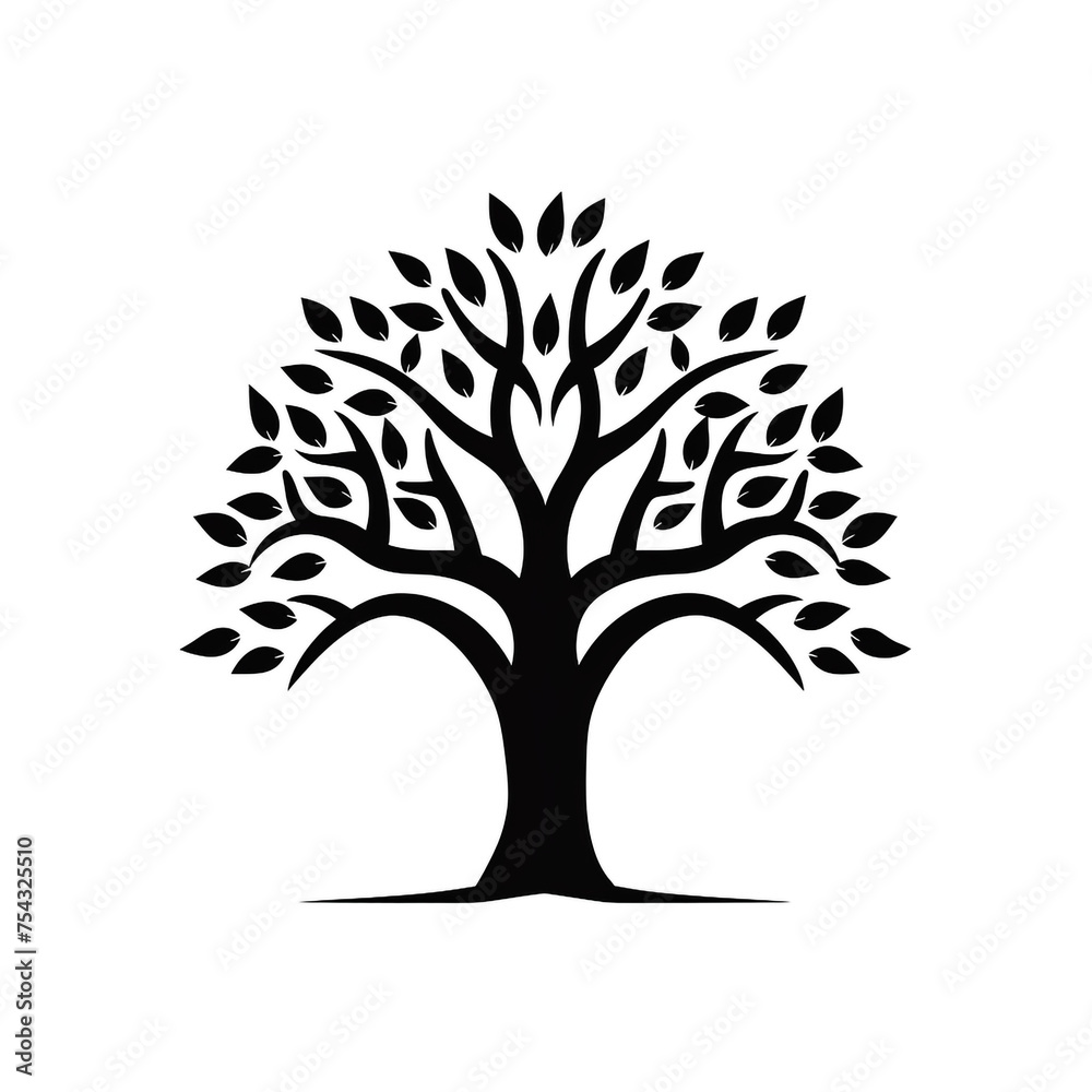 Obraz premium tree black icon on a white background in minimalism сreated with Generative Ai