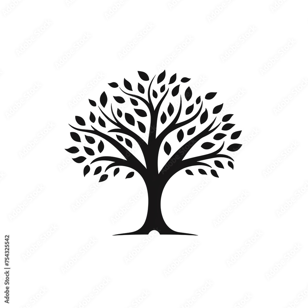 tree black icon on a white background in minimalism сreated with Generative Ai