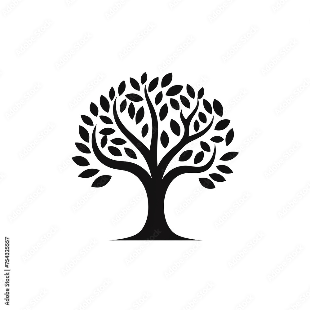 tree black icon on a white background in minimalism сreated with Generative Ai tree black icon on a white background in minimalism сreated with Generative Ai