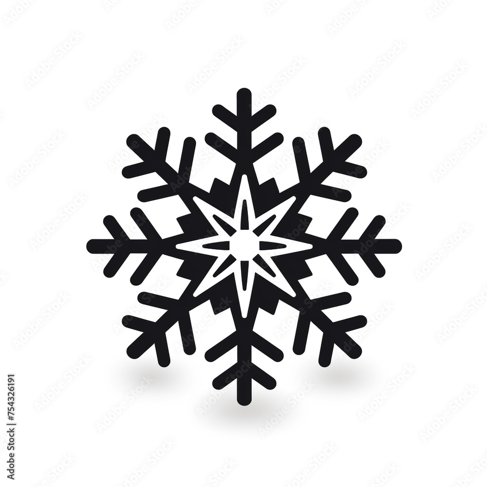 snowflake black icon on a white background in minimalism сreated with Generative Ai snowflake black icon on a white background in minimalism сreated with Generative Ai