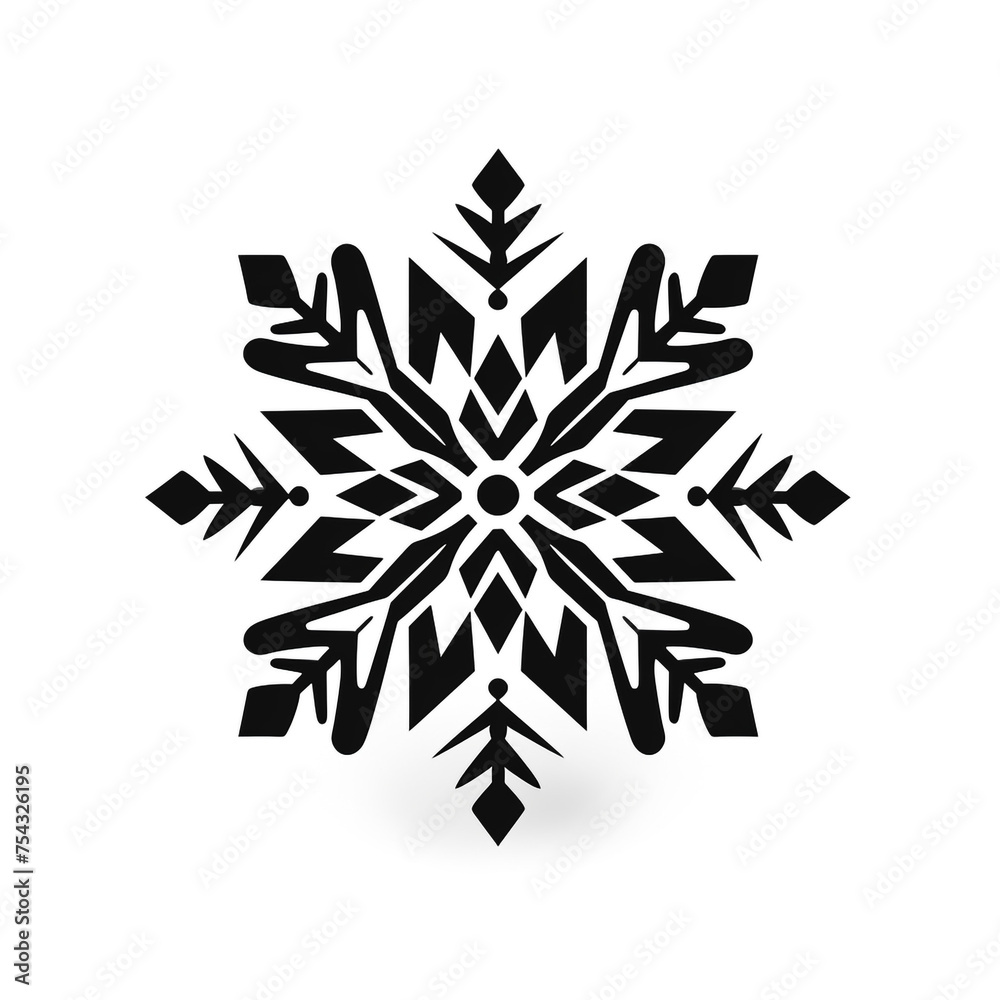 snowflake black icon on a white background in minimalism сreated with Generative Ai snowflake black icon on a white background in minimalism сreated with Generative Ai