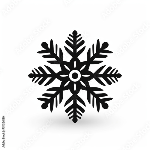 snowflake black icon on a white background in minimalism сreated with Generative Ai