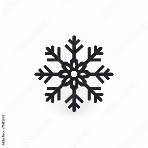snowflake black icon on a white background in minimalism сreated with Generative Ai