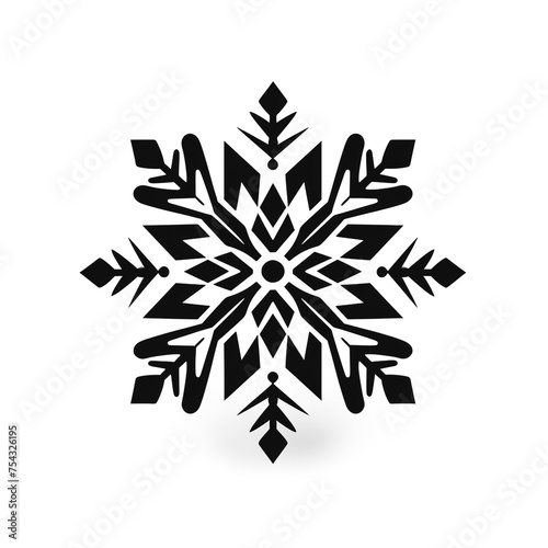 snowflake black icon on a white background in minimalism сreated with Generative Ai