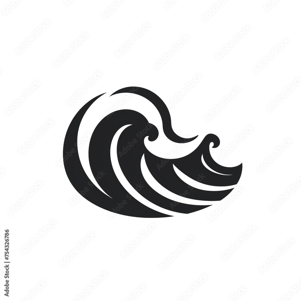 wave black icon on a white background in minimalism сreated with Generative Ai