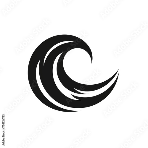 wave black icon on a white background in minimalism сreated with Generative Ai