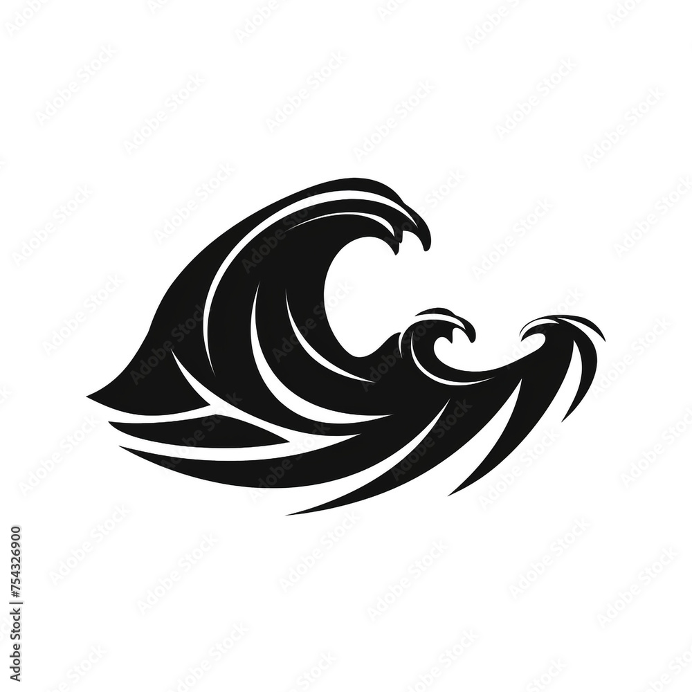 wave black icon on a white background in minimalism сreated with Generative Ai wave black icon on a white background in minimalism сreated with Generative Ai