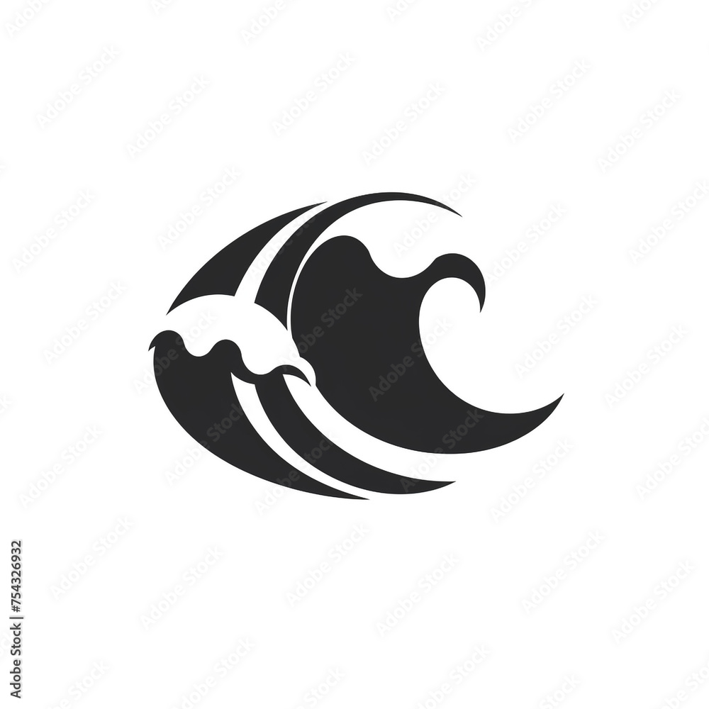 wave black icon on a white background in minimalism сreated with Generative Ai
