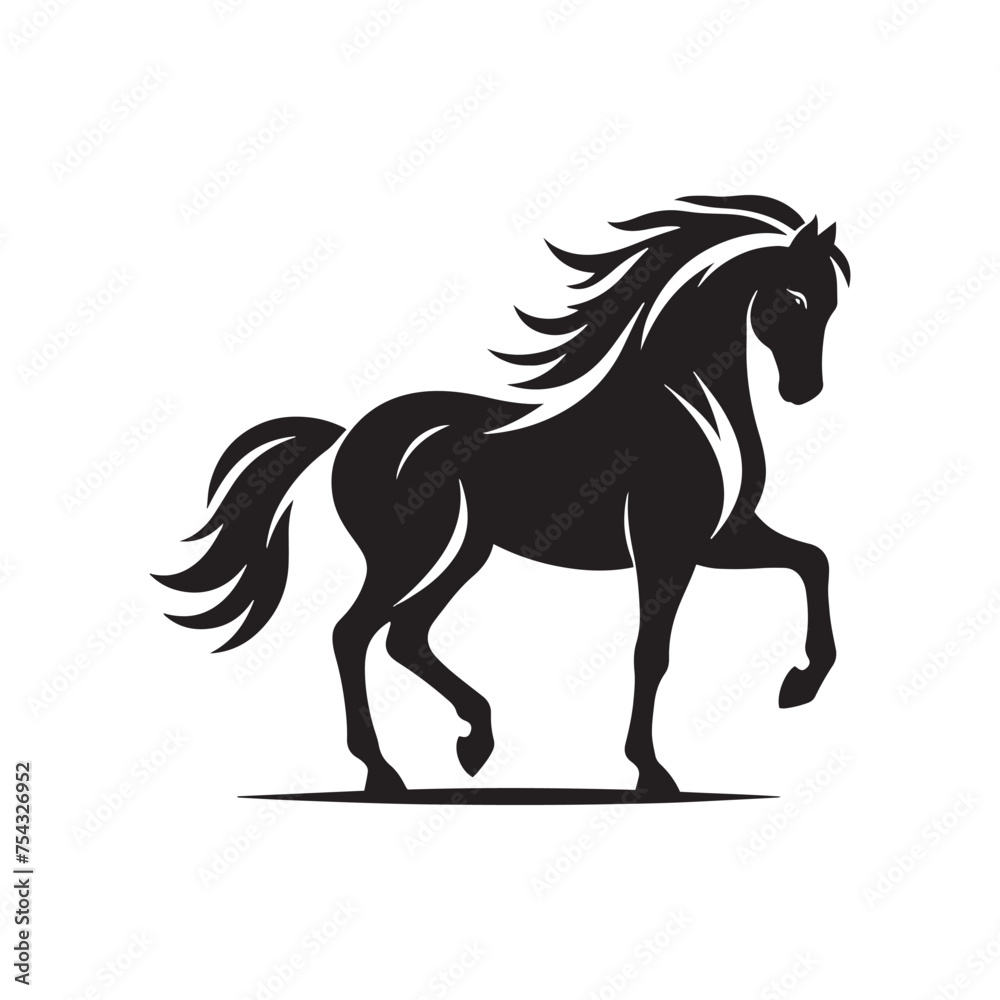 Obraz premium Equestrian Elegance: Vector Horse Silhouette Collection for Equine Designs, Equestrian Illustrations, and Western-themed Artwork. Black Horse vector.