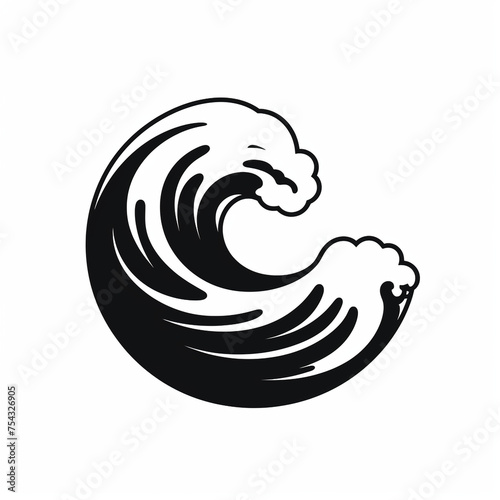 wave black icon on a white background in minimalism сreated with Generative Ai