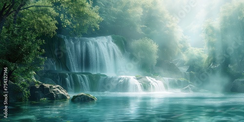 Serene river landscape with flowing water © Classy designs