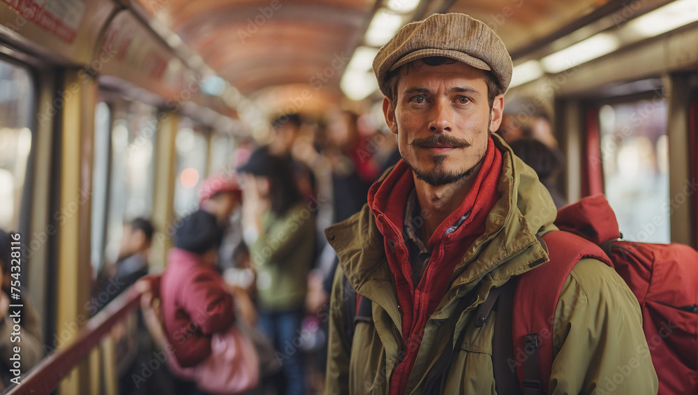 portrait of a woman in a train