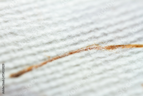 Extreme closeup of white handmade paper with dried plants