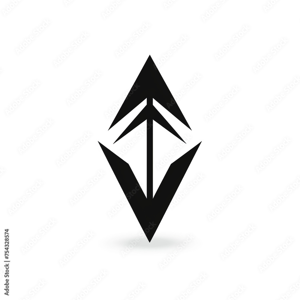 arrow black icon on a white background in minimalism сreated with Generative Ai arrow black icon on a white background in minimalism сreated with Generative Ai