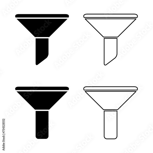 Set of filter button web shape icon, filtering symbol, funnel sign vector illustration
