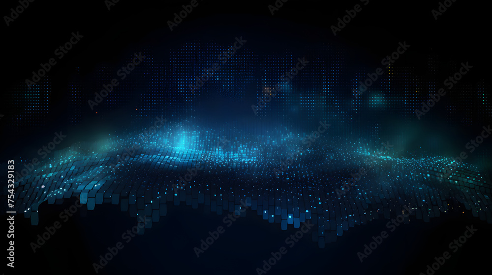 the dark background with high quality blue pixels