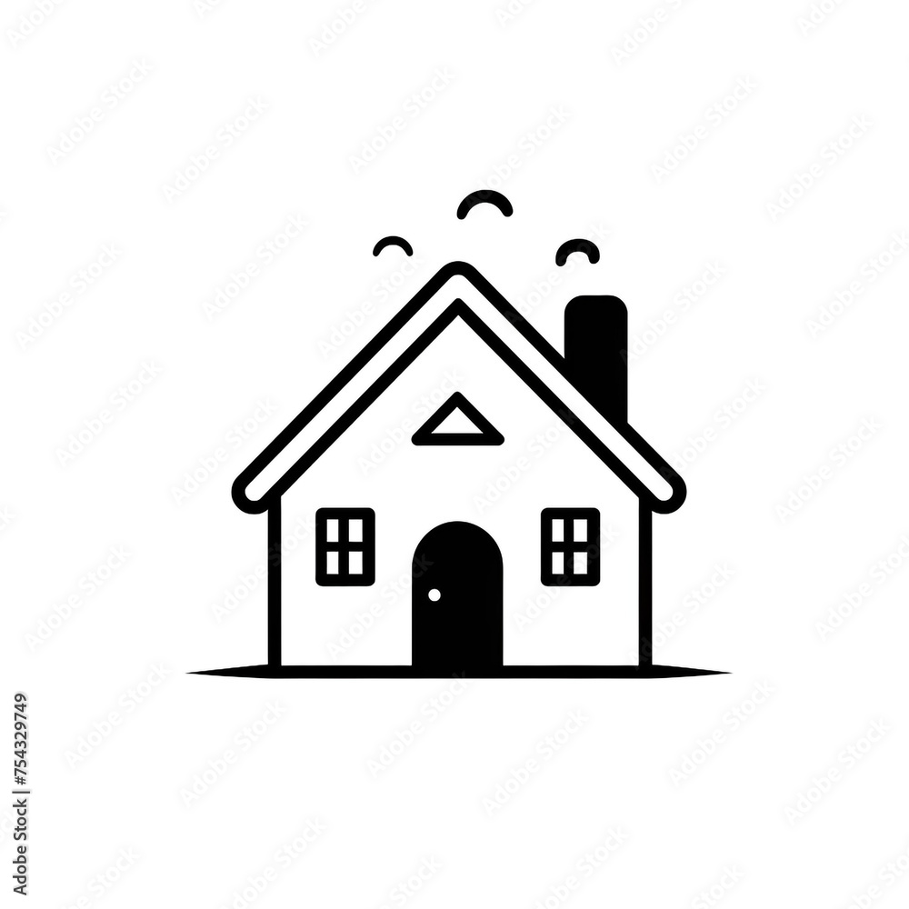 house black icon on a white background in minimalism сreated with Generative Ai