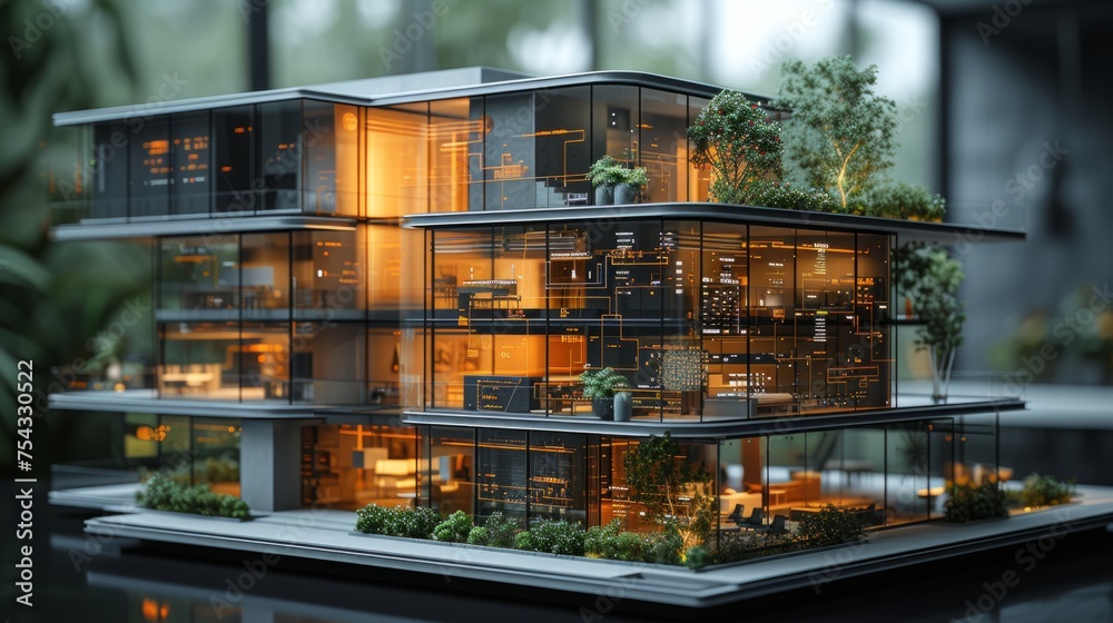 Architectural Model of a Modern Multi-Story Building Architectural Model of a Modern Multi-Story Building