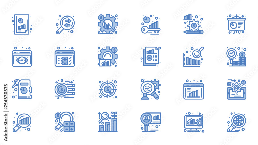 Obraz premium Statistical Analisys Icons Set. Data Analysis - Outline icons vector illustration