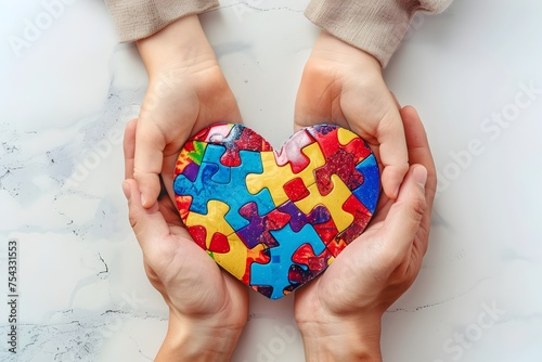 Autism Puzzle Heart Hands, To promote awareness and acceptance of autism through a powerful and engaging visual representation of the condition