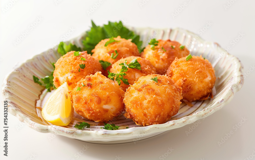 Fried crab meatballs,created with Generative AI tecnology. Fried crab meatballs,created with Generative AI tecnology.