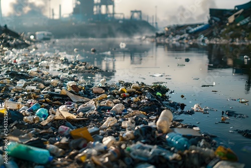 River Full of Garbage and Industrial Pollution, To raise awareness about the issue of environmental pollution and the effects of human activity on