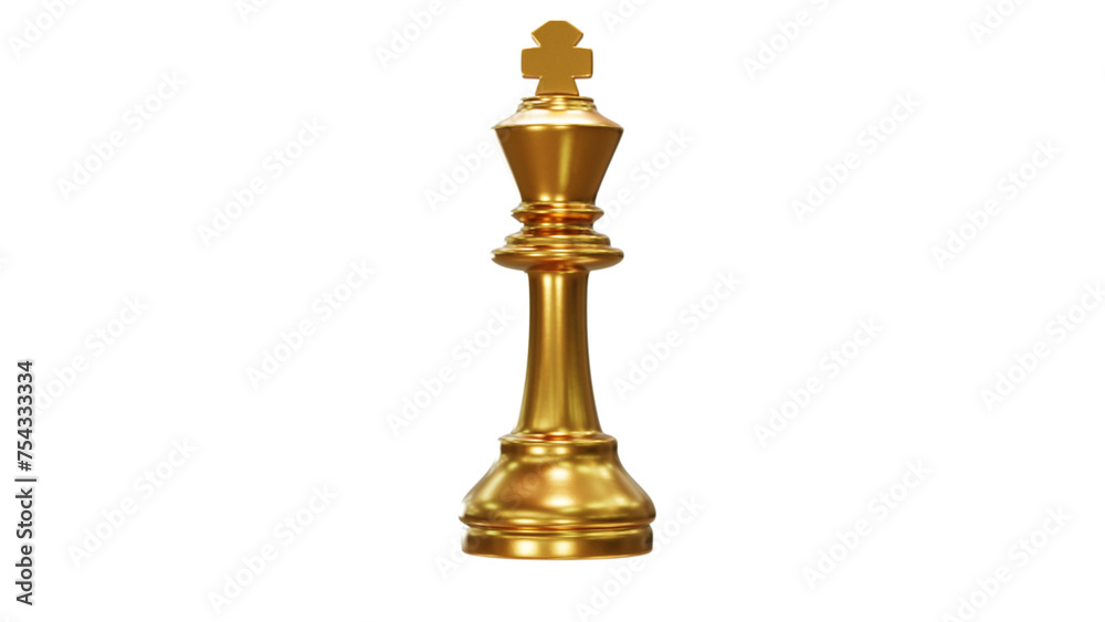 golden chess king 3D rendering