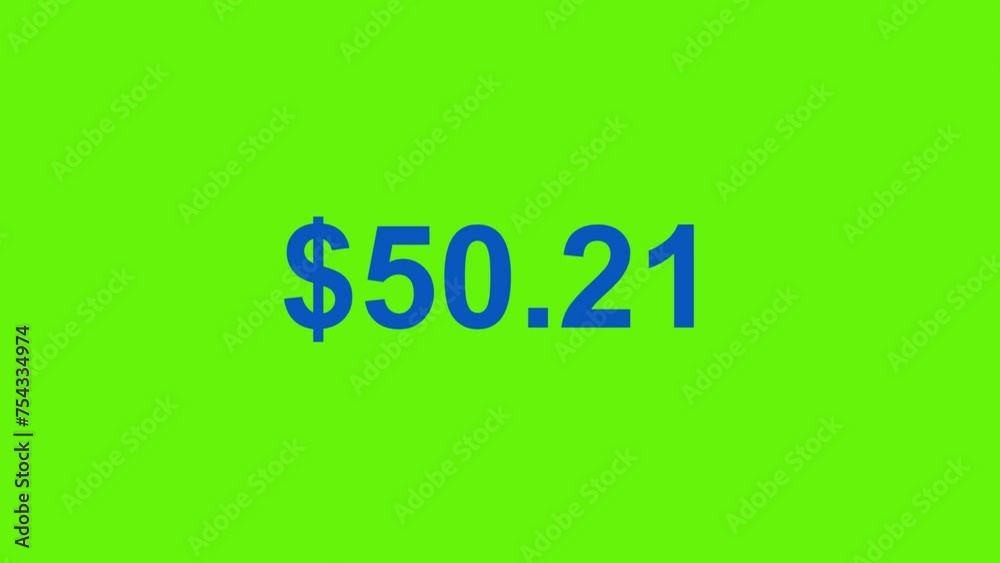 US dollars price progress, symbol and counter till 100$ on green screen in 4K. US dollars price progress, symbol and counter till 100$ on green screen in 4K.