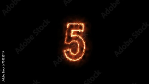 Wallpaper Mural Fire number 4, 5, 6 animation on black background. Burning number animation in 4K. Torontodigital.ca