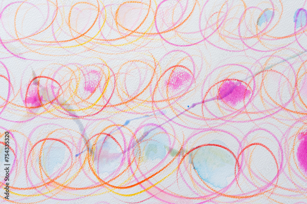 overlapping looping lines in orange and purple on textured paper overlapping looping lines in orange and purple on textured paper
