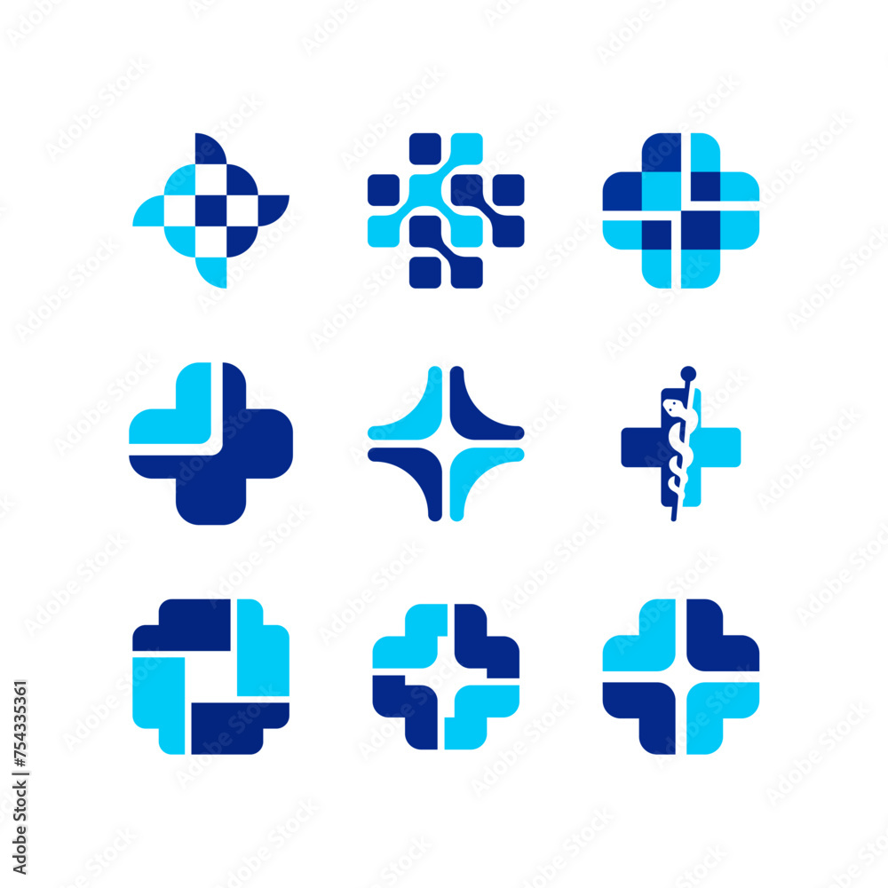 Obraz premium medical health care set group logo vector icon illustration