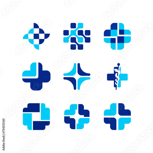 medical health care set group logo vector icon illustration