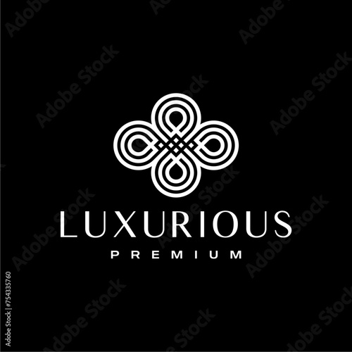 abstract luxury elegant knot logo. Mono line decoration.	
